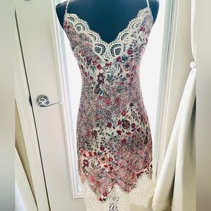 Victoria's Secret Floral Lace Chemise in Pink and Cream